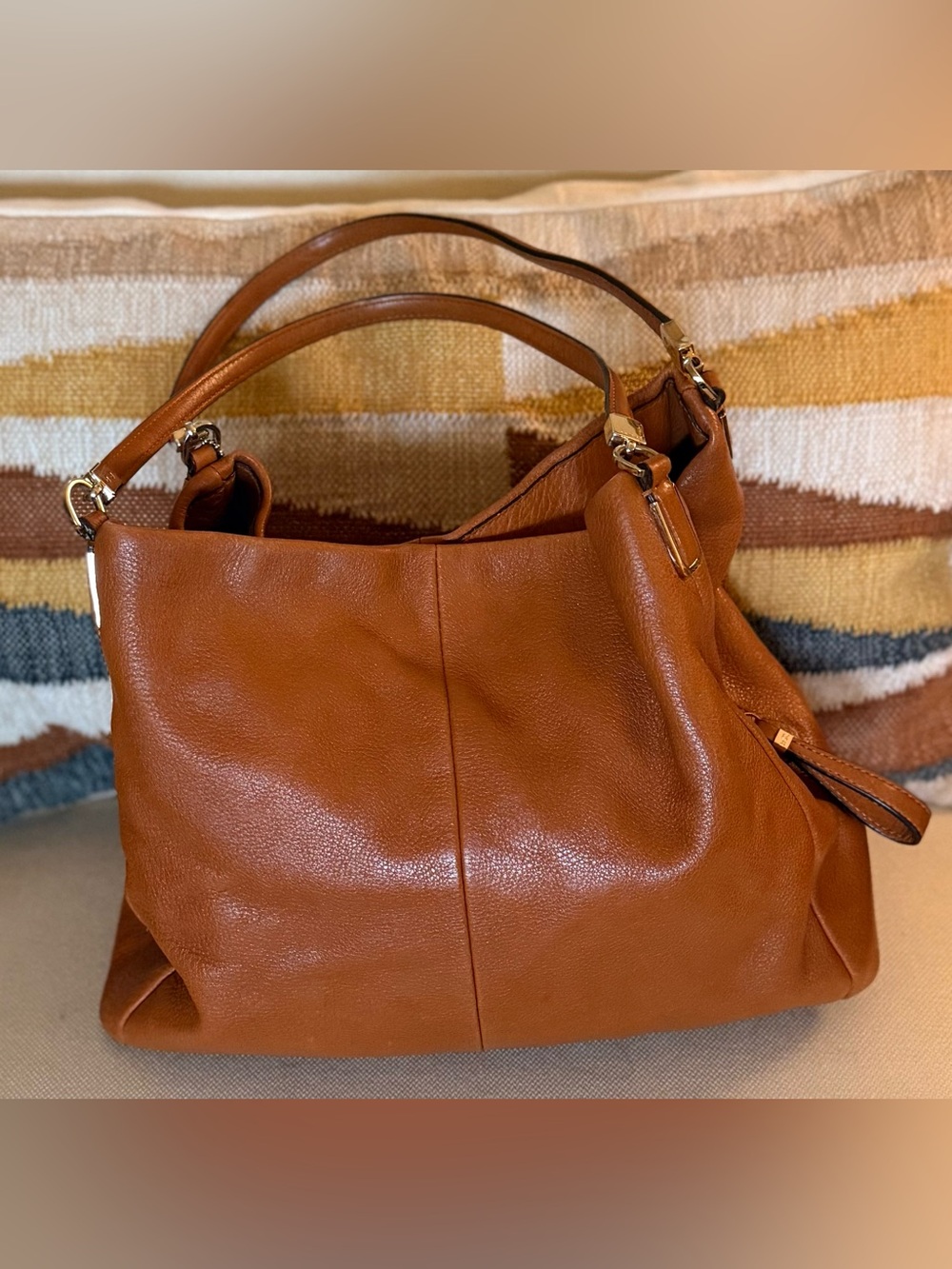 Coach #26224 Madison Phoebe Pebble Leather Cognac Brown Hobo Handbag - Picture 2 of 14